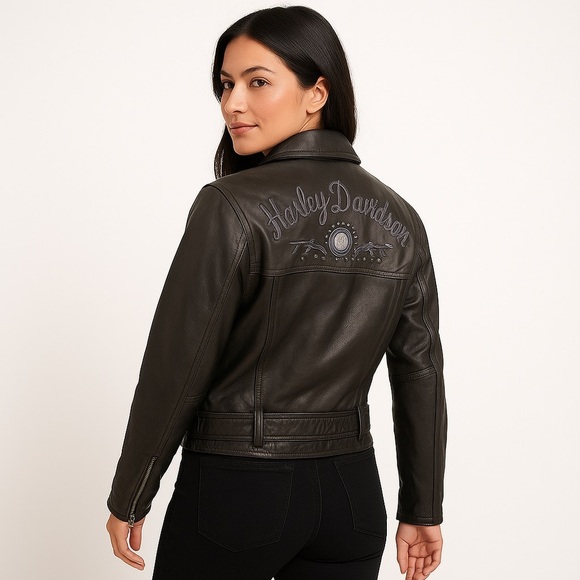 Harley-Davidson Women’s Leather Moto Jacket 
Size Large - Picture 2 of 16